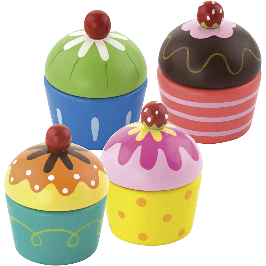 Image de Cupcakes VIGA, dim. 4x5,5 cm, 4 morceaux/ 1 Pq. | Jouets Articles en Bois Produits de Décoration Loisirs Créatifs | 8719346290304