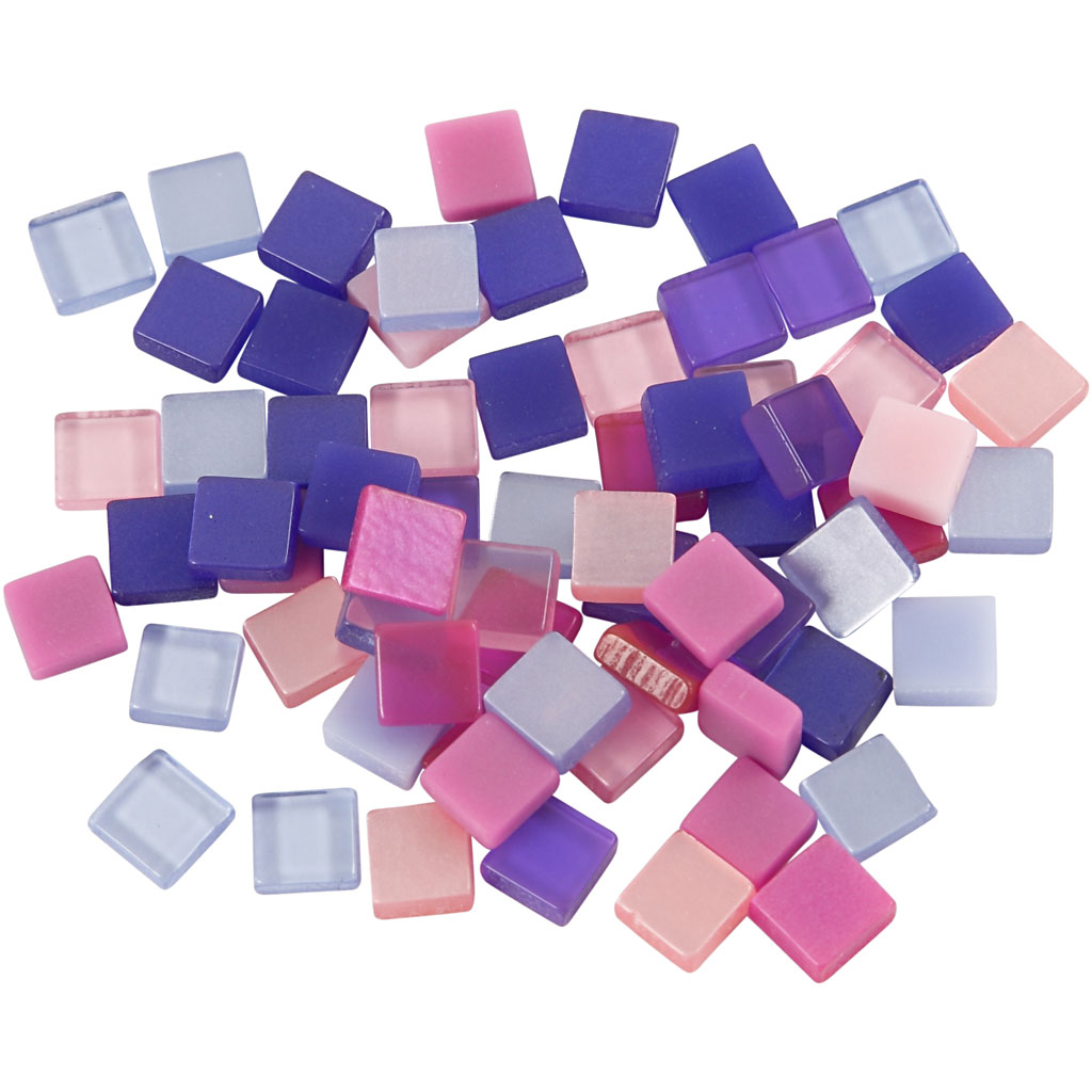 Image de Mini-mosaïques, dim. 5x5 mm, ép. 2 mm, violet/violet foncé, 25 gr/ 1 Pq. | Mosaïques en plastique Mosaïques Décoration et Accessoires DIY Loisirs Créatifs | 8719346145505
