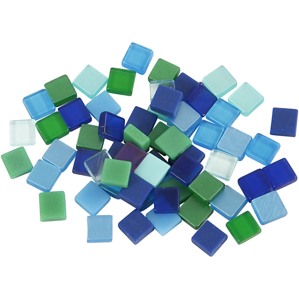 Image de Mini-mosaïques, dim. 5x5 mm, ép. 2 mm, harmonie bleu/vert, 25 gr/ 1 Pq. | Mosaïques en plastique Mosaïques Décoration et Accessoires DIY Loisirs Créatifs | 8719346145512