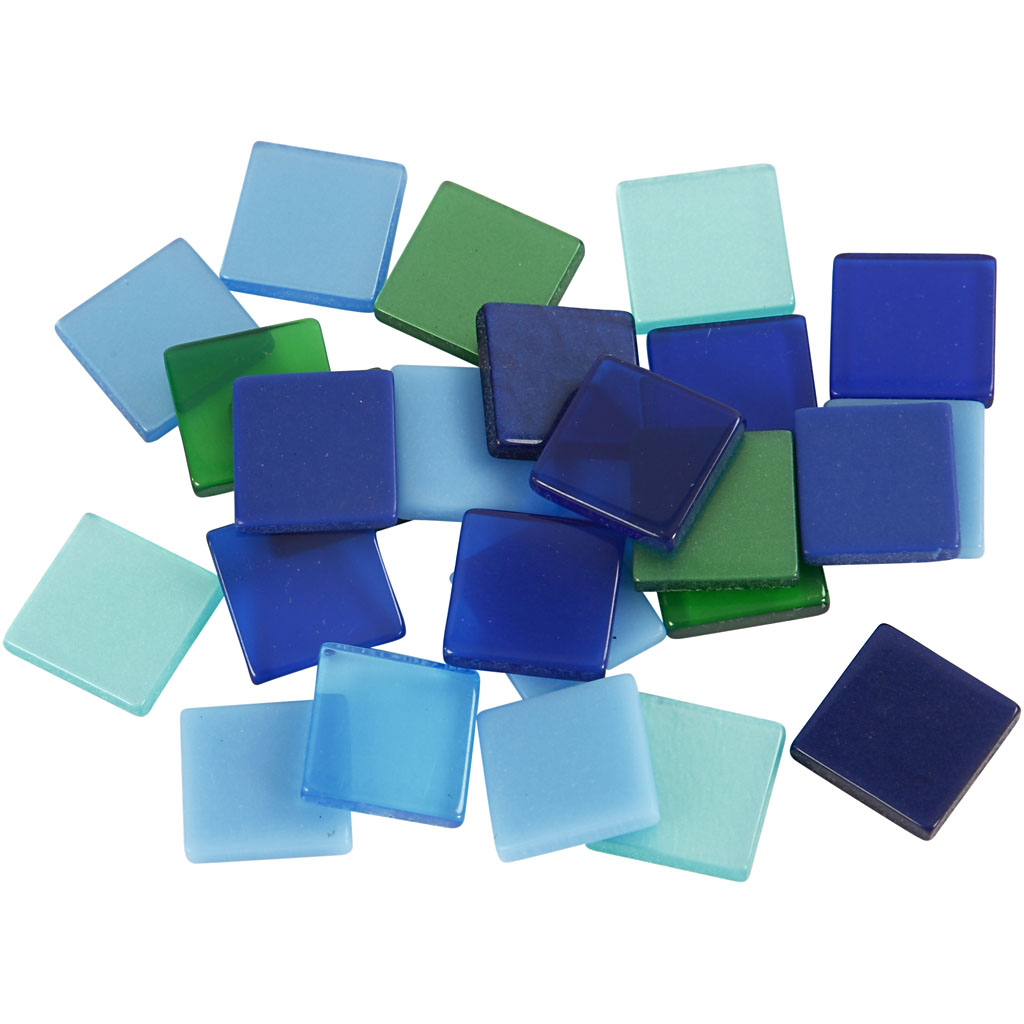 Image de Mini-mosaïques, dim. 10x10 mm, ép. 2 mm, harmonie bleu/vert, 25 gr/ 1 Pq. | Mosaïques en plastique Mosaïques Décoration et Accessoires DIY Loisirs Créatifs | 8719346145529