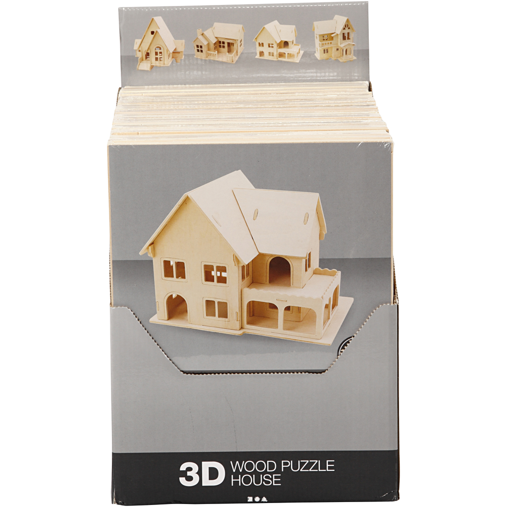 Image de 24 pcs Kit de Construction 3D en bois, 24 pièce/ 1 Pq. | Jouets Articles en Bois Produits de Décoration Loisirs Créatifs | 8719346161369