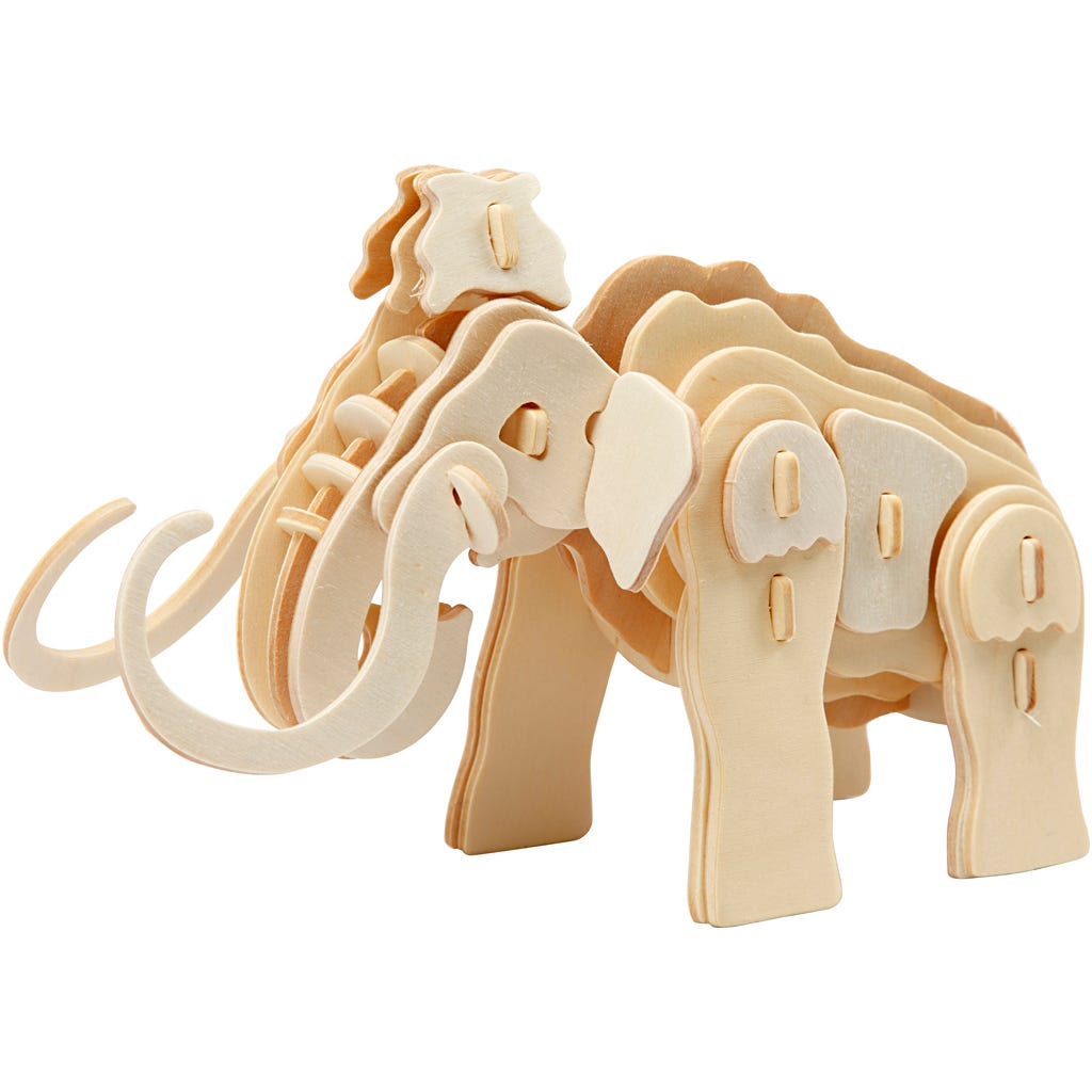 Image de Figurine à assembler en 3D, mammouth, dim. 19x8,5x11 cm, 1 pièce | Jouets Articles en Bois Produits de Décoration | 8719346239235