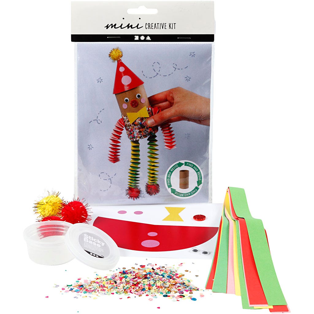 Image de Mini Kit DIY, Clown fait à partir d'un rouleau de papier toilette, 1 Pq. | Articles papier mâché divers Articles en Papier Mâché Produits de Décoration | 8719346240781