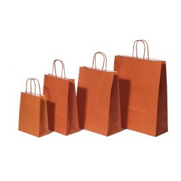 Sac de course Orange Papier Kraft 90 g/m2 26+12x35cm (50 pièces) [PAM2635OR]