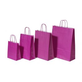 Sac de course Rose Papier Kraft 90 g/m2 18+8x22cm (50 pièces) [PAM1822P]