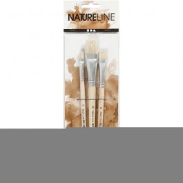 Pinceau Nature Line, dim. 8+12+20, L : 18,5-20,5 cm, L : 10-20 mm, Plat, 3 pièces/ 1 Pq. [HOB-100263]