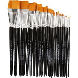 Pinceaux Gold Line, dim. 0+2+4+8+12+16+20, L : 17-21 cm, L : 2-22 mm, Plat, 30 pièces/ 1 Pq. [HOB-10249]