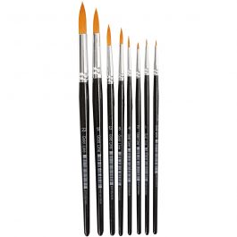 Pinceaux Gold Line, dim. 0+1+2+4+8+12+18+22, L : 16,5-21 cm, L : 1-8 mm, rond, 8 pièces/ 1 Pq. [HOB-10747]