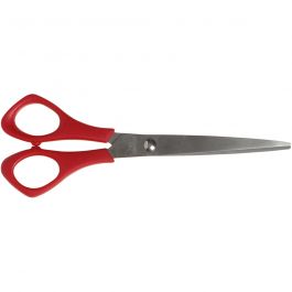Ciseaux Scolaires, L : 16 cm, pointus, gaucher, rouge, 1 pièce [HOB-11212]