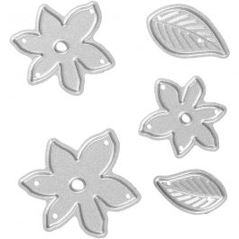 Gabarit de coupe et matrice de découpe, feuilles et fleurs, dim. 2-5x1,2-5 cm, 1 pièce [HOB-11791]