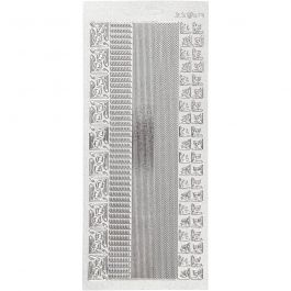 Autocollants, feuille 10x23 cm, argent, 1 flles [HOB-170025]