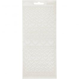 Autocollants, Coeurs, feuille 10x23 cm, transparent, 1 flles [HOB-170043]