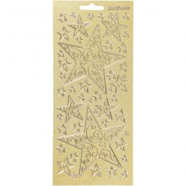 Autocollants, étoiles, feuille 10x23 cm, or, 1 flles [HOB-170063]