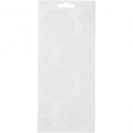 Autocollants, fleurs, feuille 10x23 cm, blanc, 1 flles [HOB-170098]