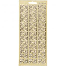 Autocollants, coins, feuille 10x23 cm, or, 1 flles [HOB-170119]