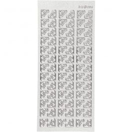 Autocollants, coins, feuille 10x23 cm, argent, 1 flles [HOB-170120]