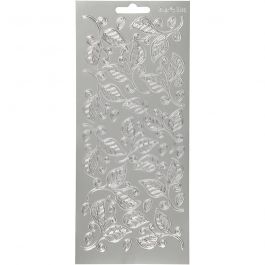 Autocollants, feuilles, feuille 10x23 cm, argent, 1 flles [HOB-170125]