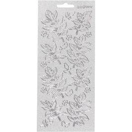 Autocollants, feuilles, feuille 10x23 cm, argent, 1 flles [HOB-170174]