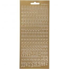 Autocollants, alphabet, feuille 10x23 cm, or, 1 flles [HOB-170214]