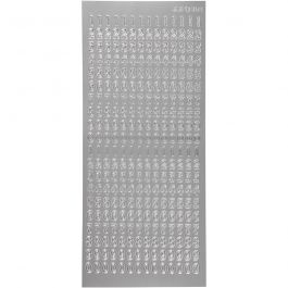 Autocollants, chiffres, feuille 10x23 cm, argent, 1 flles [HOB-170221]