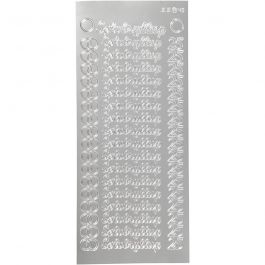 Autocollants, sølvbryllup, feuille 10x23 cm, argent, 1 flles [HOB-170281]