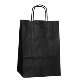Sac de course Noir Papier Kraft 18+8x24cm 100 g/m2 (50 pièces) [PAM1822BK]
