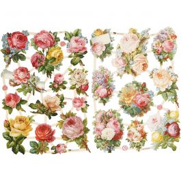 Découpes vintage, roses, feuille 16,5x23,5 cm, 2 flles/ 1 Pq. [HOB-19353]