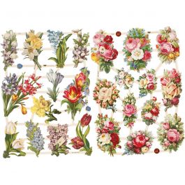 Découpes vintage, Fleurs printanières, feuille 16,5x23,5 cm, 2 flles/ 1 Pq. [HOB-19354]