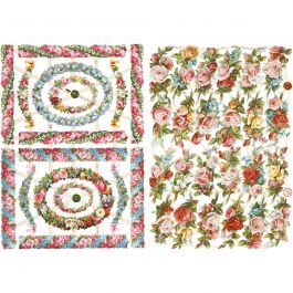 Découpes vintage, petites fleurs, feuille 16,5x23,5 cm, 2 flles/ 1 Pq. [HOB-19359]