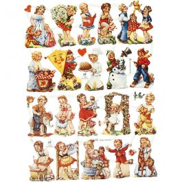 Découpes vintage, enfants nostalgiques, feuille 16,5x23,5 cm, 2 flles/ 1 Pq. [HOB-19363]