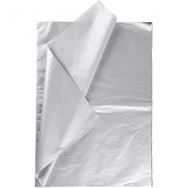 Papier de Soie, feuille 50x70 cm, 17 gr, argent, 6 flles/ 1 Pq. [HOB-200892]