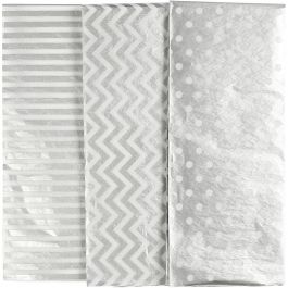 Papier de soie, feuille 50x70 cm, 17 gr, argent, 6 flles/ 1 Pq. [HOB-200893]