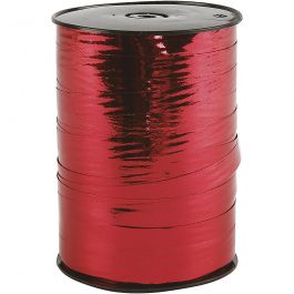 Ruban cadeau, L : 10 mm, brillante, rouge métallique, 250 m/ 1 rouleau [HOB-20223]