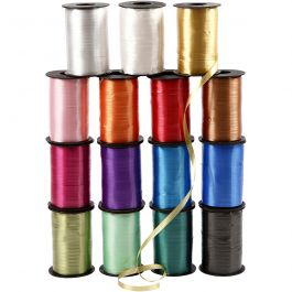 Ruban cadeau, L : 10 mm, brillante, ass. de couleurs, 15x250 m/ 1 Pq. [HOB-20230]