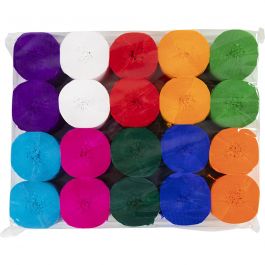 Rouleaux de Papier Crépon, L : 20 M, L : 5 cm, 22 gr, ass. de couleurs, 20 rouleau/ 1 Pq. [HOB-208921]