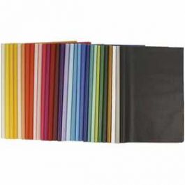 Papier de soie, feuille 50x70 cm,  14 gr, Couleurs assorties, 300flles. ass. [HOB20906]