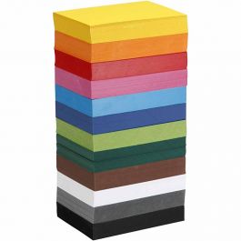 Papier cartonné coloré, A6, feuille 105x148 mm, 180 gr, ass. de couleurs, 12x100 flles/ 1 Pq. [HOB-21428]