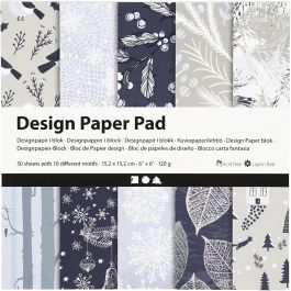 Bloc de papier design, feuille 15,2x15,2 cm, 120 gr, bleu, gris, 50 flles/ 1 Pq. [HOB-225906]