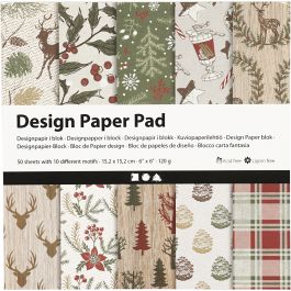 Bloc de papier design, feuille 15,2x15,2 cm, 120 gr, brun, rouge, 50 flles/ 1 Pq. [HOB-225907]