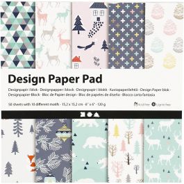 Bloc de papier design, feuille 15,2x15,2 cm, 120 gr, vert clair, rose, blanc, 50 flles/ 1 Pq. [HOB-225909]