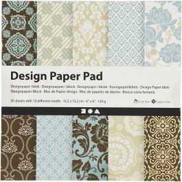 Bloc de papier design, feuille 15,2x15,2 cm, 120 gr, bleu clair, brun, 50 flles/ 1 Pq. [HOB-225914]