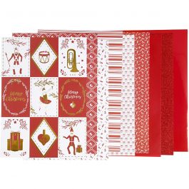 Bloc de papier design, dim. 21x30 cm, 120+128 gr, rouge, blanc, 24 flles/ 1 Pq. [HOB-22592]