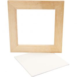 Panneau en toile avec Cadre en Bois, dim. 15x15x0,3 cm, blanc, 1 pièce [HOB-226200]