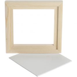 Canevas avec cadre, P: 1,5 cm, dim. 15,2x15,2 cm, blanc, 1 pièce [HOB-226480]