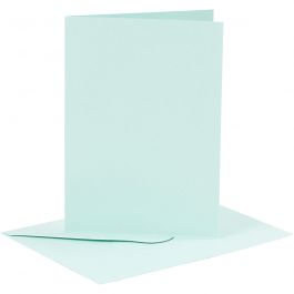 Cartes et enveloppes, dimension carte 10,5x15 cm, dimension enveloppes 11,5x16,5 cm, 110+220 gr, bleu clair, 6 set/ 1 Pq. [HOB-23013]
