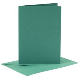 Cartes et enveloppes, dimension carte 10,5x15 cm, dimension enveloppes 11,5x16,5 cm, 110+230 gr, vert foncé, 6 set/ 1 Pq. [HOB-23029]