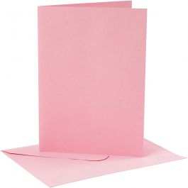 Cartes et enveloppes, dimension carte 12,7x17,8 cm, dimension enveloppes 13,3x18,5 cm, 220 gr, rose, 4 set/ 1 Pq. [HOB-230565]