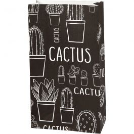 Sac en papier, cactus, H : 21 cm, dim. 6x12 cm, 80 gr, 8 pièces/ 1 Pq. [HOB-231360]