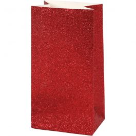 Sac en Papier, H : 17 cm, dim. 6x9 cm, 200 gr, rouge, 8 pièces/ 1 Pq. [HOB-23149]
