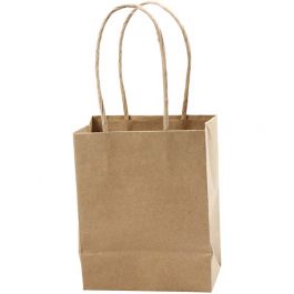 Sac en Papier, H : 17 cm, L : 12x7 cm, 125 gr, brun, 10 pièces/ 1 Pq. [HOB-23371]